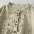 thumbnail image 5 of Njoeus Womens Tees, Women's Plain Button Up Collar T-Shirt Cotton Loose Long Sleeve Tunic Linen Shirts Dressy Blouses, 5 of 6