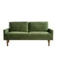 thumbnail image 3 of Xukmct 3 Seater Loveseat Sofa with Wood Legs, Upholstered Velvet Sofa Couch Living Room, Home, Apartment, Office, Green, 3 of 7