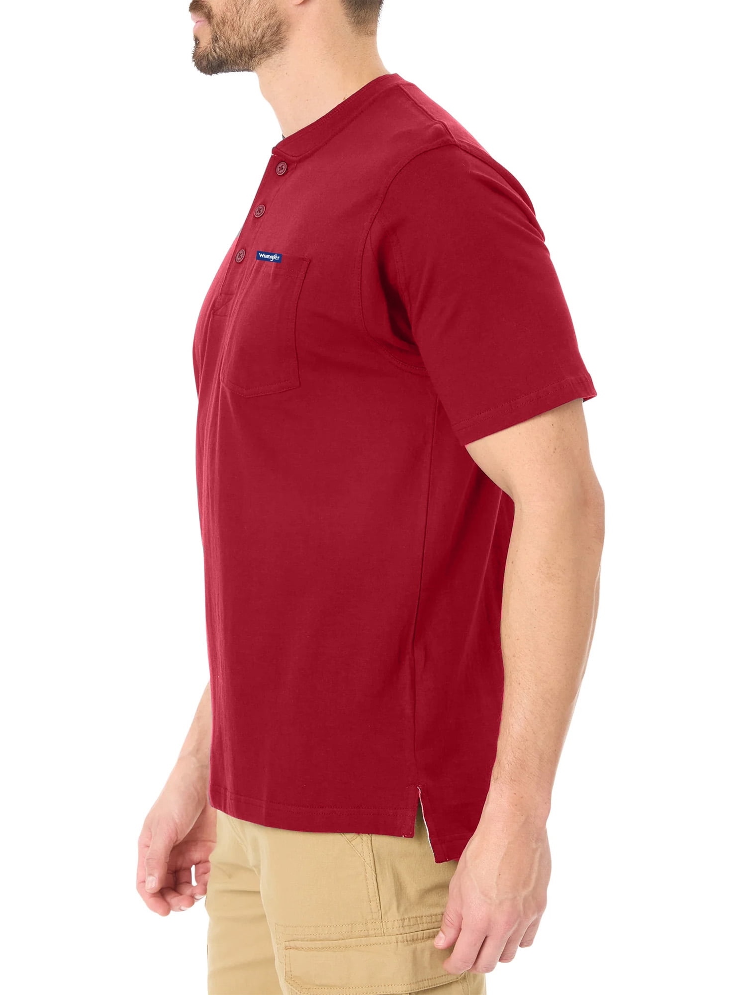 Wrangler Men's Big and Tall Button Henley T-Shirts , Big Size's up to 6XL and Tall Size's up to 5XT
