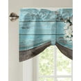 thumbnail image 2 of White Magnolia Flower Vintage Wood Grain Window Valance Curtain Kitchen Cafe Short Curtains Living Room Tie-Up Valance Curtain, 2 of 6