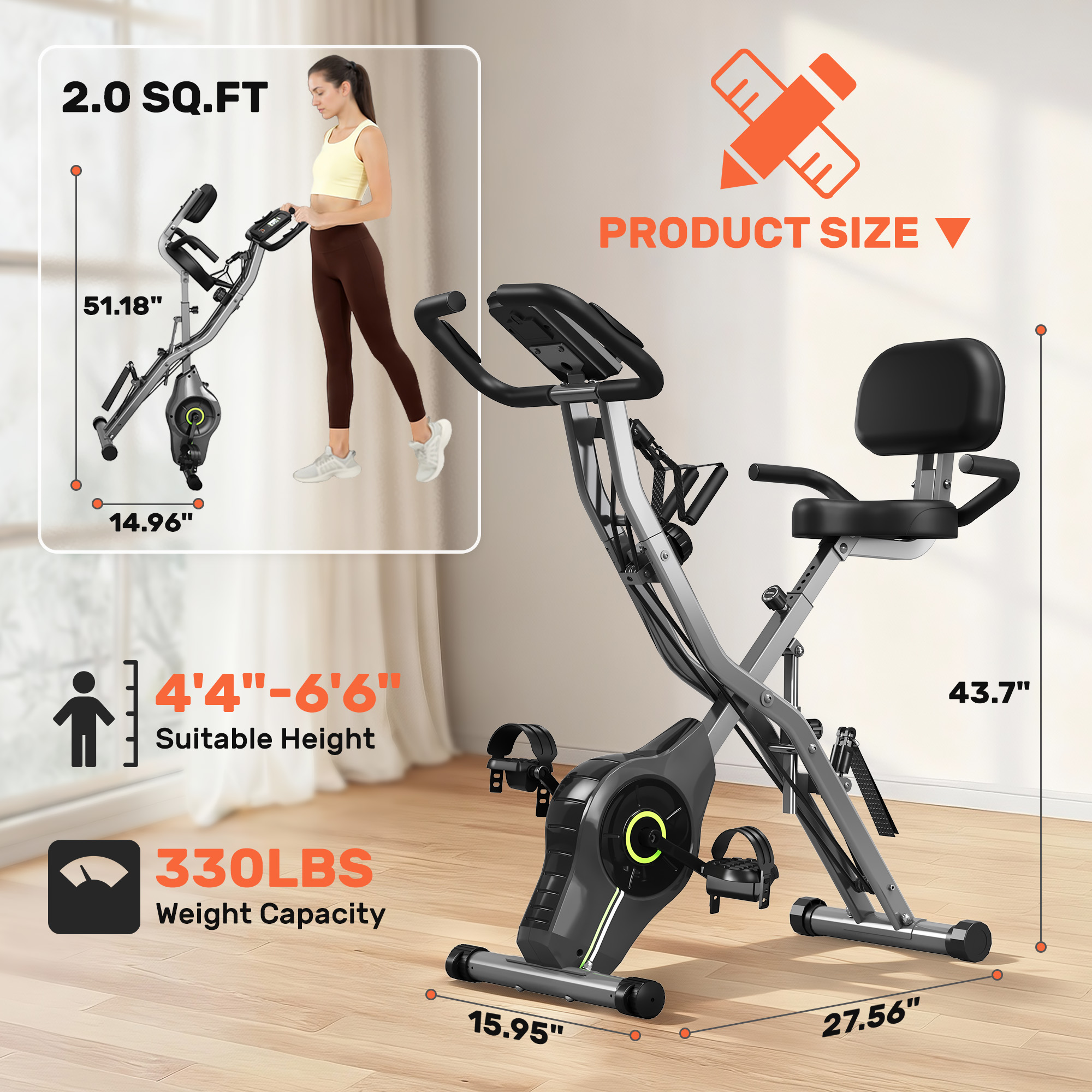MITONOS 5-in-1 Foldable Recumbent Exercise Bike photo 8
