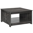 thumbnail image 4 of ModFusion Dark Oak Color Square Coffee Table with Storage and Barn Door Design for Modern Farmhouse Living Room Table, 4 of 10