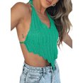 thumbnail image 2 of Qiylii Women’s Casual Halter Irregular Vest Fashion Solid Color Tie-up Backless Exposed Navel Knitted Camisole, 2 of 6