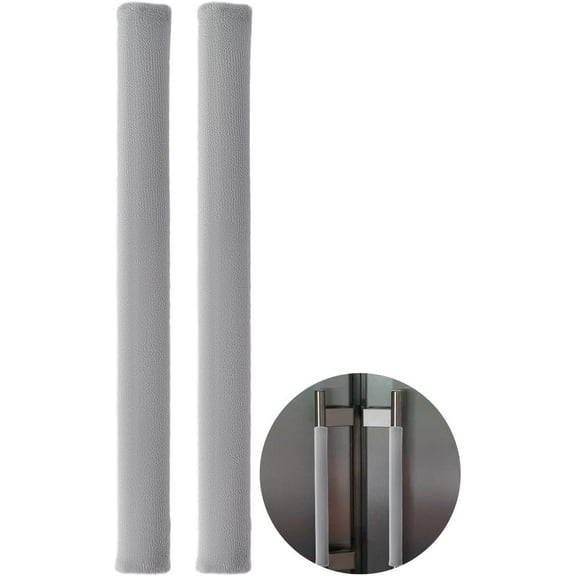 2Pcs Gray Fridge Handle Covers Polyester Washable Adjustable Non Slip Keep Kitchen Clean Door Handles Appliance Protector Decor Catch Cover for Refrigerator Microwave Oven Dishwasher