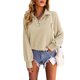 thumbnail image 1 of Sudadera con cuello en V para mujer, cuello alto, manga raglán larga, ajuste a presión, suelta para el trabajo diario y deportes, 1 of 8