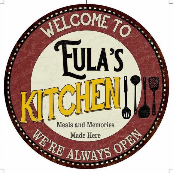 Eula's Kitchen 14" Round Metal Sign Bar Game Room Wall Decor 100140040440