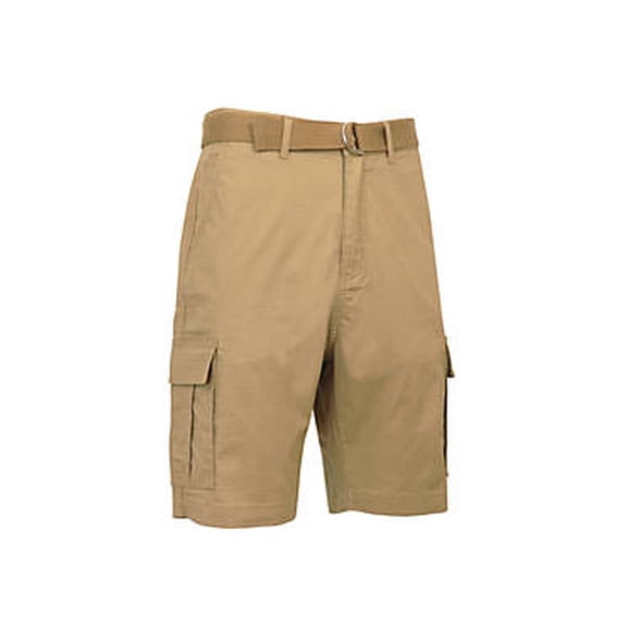 BLUE ROCK MEN'S COTTON STRETCH RIPSTOP CARGO SHORTS WITH BELT - KHAKI - SIZE 42