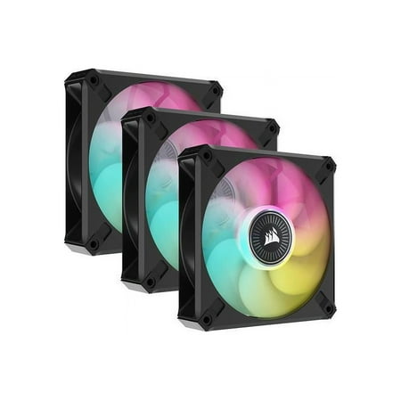 CORSAIR iCUE ML120 RGB ELITE Premium 120mm PWM Magnetic Levitation Triple Fan Kit with iCUE Lighting Node CORE - Black