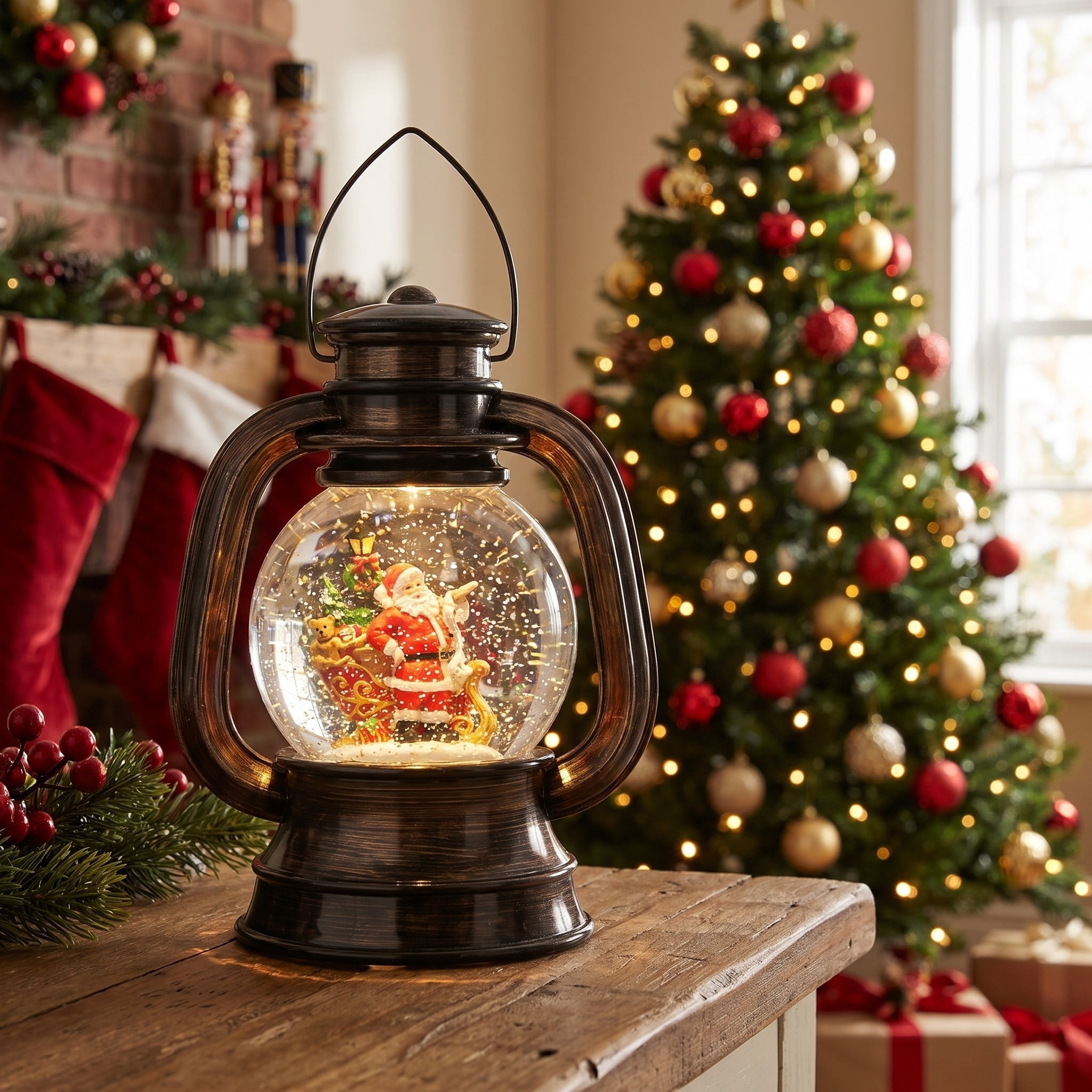 Light-Up Santa Water Lantern Christmas Decoration, Multicolor, 7.8", by Holiday Time