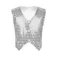 thumbnail image 3 of vastwit Womens Shiny Sequined Hip-hop Jazz Dance Vest Waistcoat Tops Stage Fancy Dress up Costumes Silver 170, 3 of 6