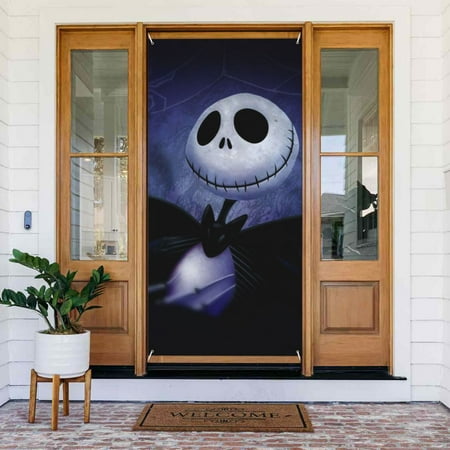 The Nightmare Before Christmas Door Cover Decorated Banner Tapestry Home Decoration Holiday Party Supplies Door Banner Porch Sign Banner 72.8 x 35.4 Inch