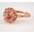 thumbnail image 3 of 14K Rose Gold Plated 3Ct Round Cut Lab-Created Morganite Halo Engagement Ring For Women's 925 Silver, 3 of 3