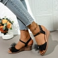 thumbnail image 6 of HAOTAGS Womens Casual Wedge Heel Sandals Open Toe Fish Mouth Bowknot Spring Summer Dressy Shoes Black Size 6.5, 6 of 9