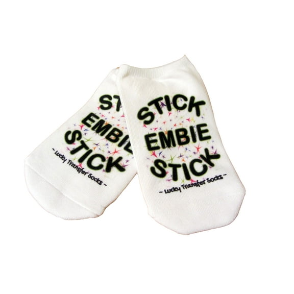Stick Embie Stick Lucky IVF Socks, Lucky Transfer Socks - Womens Medium No Show White