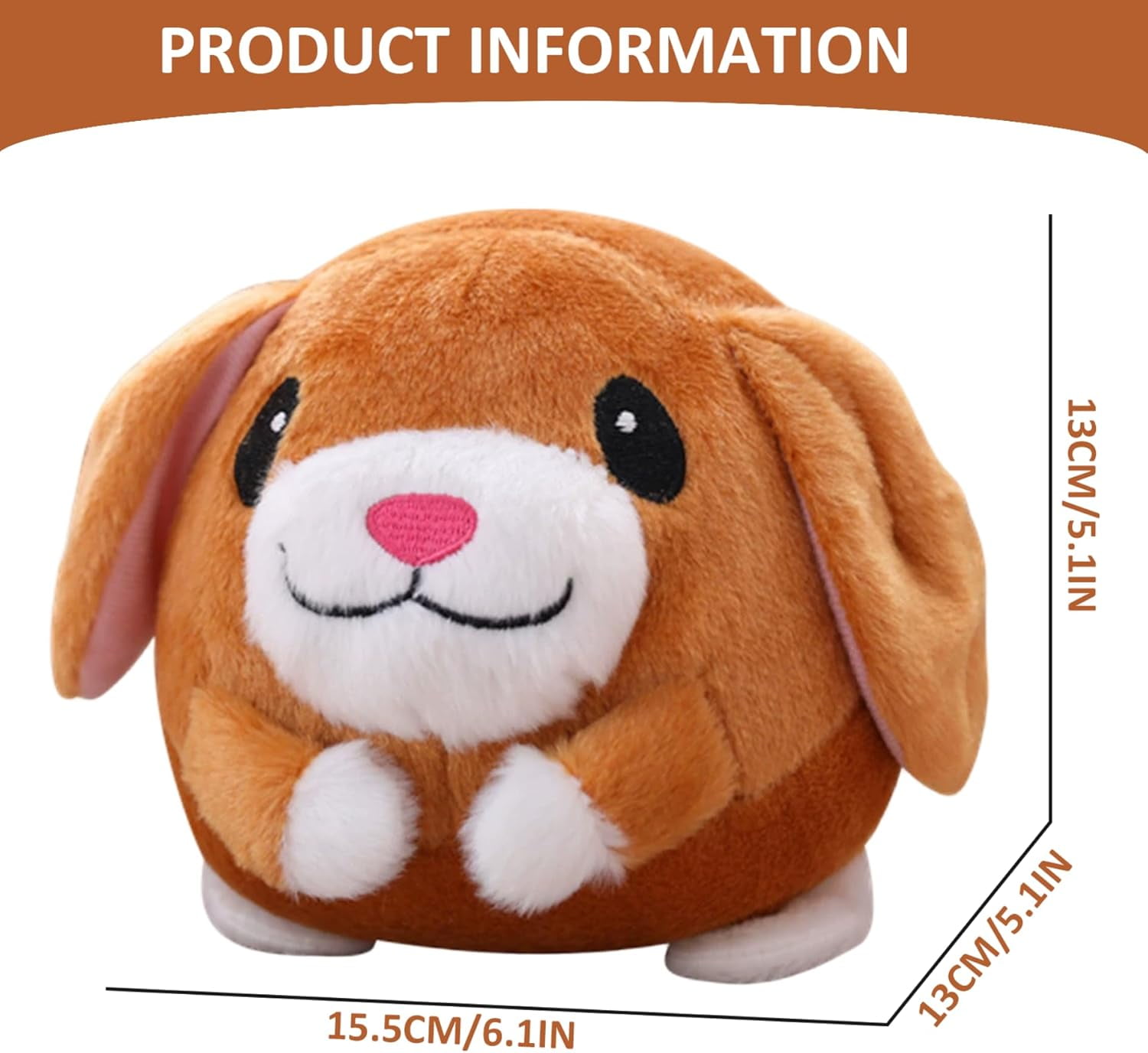USB Rechargeable Interactive Bounce Dog Toy Plush Moving Pet Ball with Recording and Music Mode to Keep Dogs Busy Toy for Small Medium Puppies Indoor Play