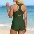 thumbnail image 5 of YTCAMLO 3 Piece Womens Swimsuits Modest Bathing Suits Casual Cross Back Tank Top and High Waist Shorts, Solid Color Quick Dry Swimwear, Army Green S, 5 of 7