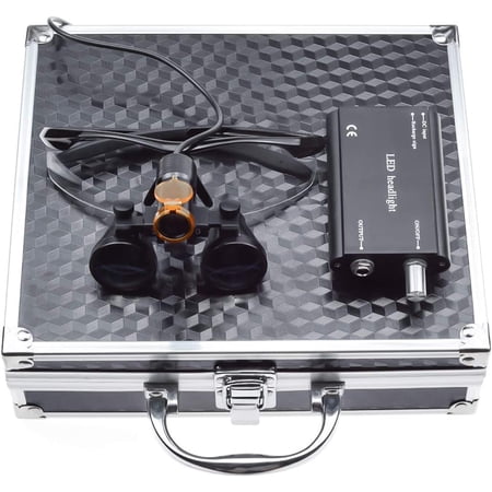 Loupes Binoculaires Dentaires 2.5x Avec Lumière LED 5W Sur Tête - Couleur Rouge, Réglable, Neuve