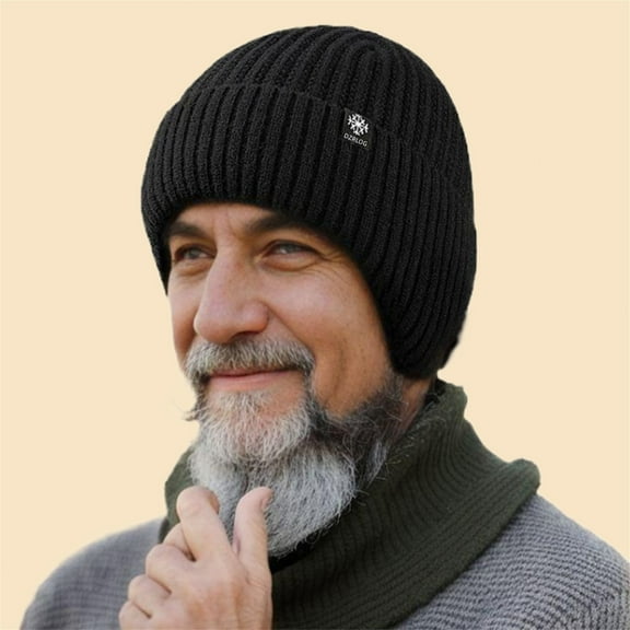Cyglowse Knitting Dohm Otto Merino Wool Winter Hat Black One Size