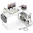 thumbnail image 3 of Mr IRONSTONE L Shaped Desk with Outlets & USB Ports, Reversible 47 Inch Office Desk, Corner Desk for Small Space, Home Office Desk with Storage Bag & Hook, White, 3 of 4