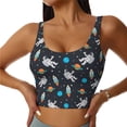 thumbnail image 2 of Haiem Space Pattern Womens Sports Bra - U Neck Padded Low Impact Yoga Bra Workout Crop Top Gym Moisture-Wicking Workout Vest -XX-Large, 2 of 9