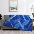 thumbnail image 5 of Horizontal Flannel Blanket Is Light Warm Soft Anti-Pilling Anti-Wrinkle Anti-Allergy And No Hair Loss For Bed And Sofa Camping Travel Royalblue Geometric Lines_3, 5 of 8