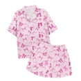 thumbnail image 3 of Kiijoy Pajamas for Girls Bow Print Short Sleeve Shirt and Shorts Snug-Fit Sleepwear Sets,2-Piece,Sizes 2-13T, 3 of 3