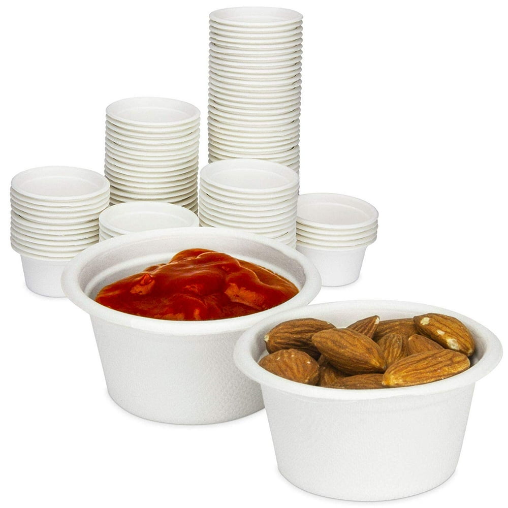 [100 Pack] 2 Oz White Compostable Disposable Cup 100 Biodegradable