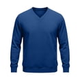 thumbnail image 6 of Men's Soft V Neck Sweatshirt Breathable Solid Color Ribbed Cuffs Pullover Outdoor Athletic Long Sleeve Sweatshirts Fall Fashion Top Blue XL, 6 of 6