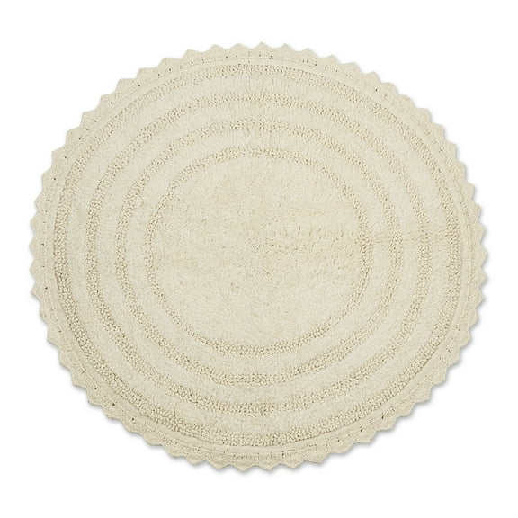 DII Off White Round Crochet Bath Mat