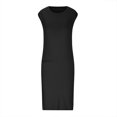 thumbnail image 6 of BLVB Women Summer Casual Plain Dresses Cap Sleeve Crewneck Loose T Shirt Dress Short Flowy Sundress with Pocket, 6 of 6