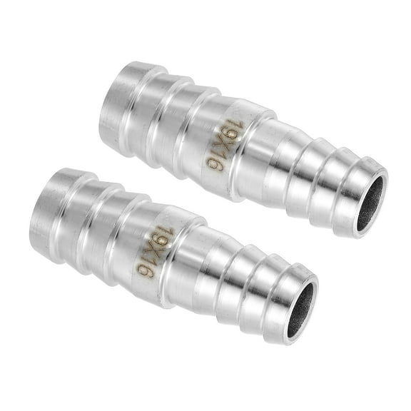 2Pcs 3/4" to 5/8" Hose Barb Reducer Pipe Fitting, 304 Stainless Steel Hose Pipe Fitting Sanitary Adapter for Vacuum Systems, Industrial Pipe Connections, Silver
