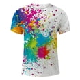 thumbnail image 2 of Mens Spring Autumn All Print Short Sleeve Round Neck T Shirt Floral Trend Bottoming Shirt Tops Clothes, 2 of 4