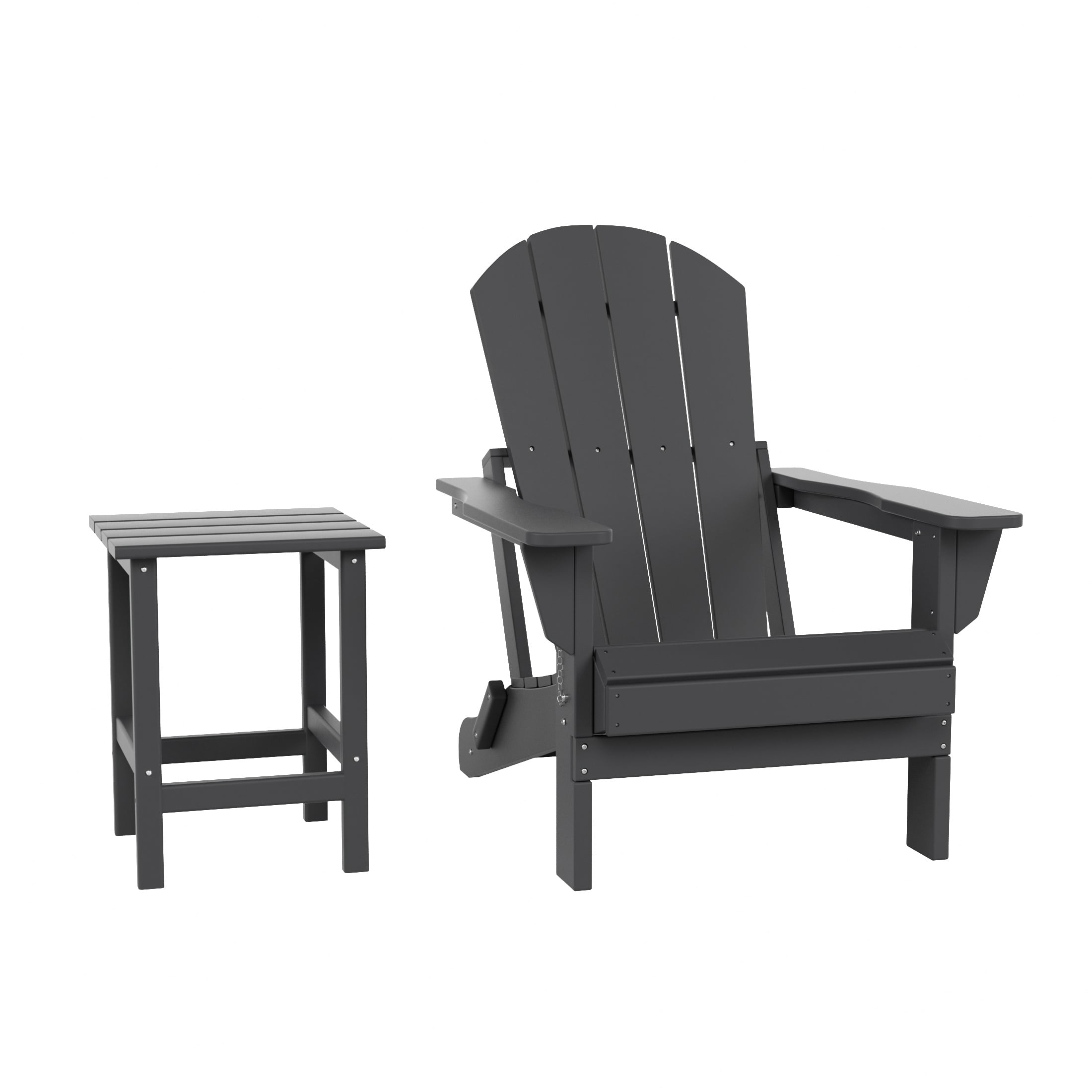WestinTrends Malibu 2-PC Outdoor Patio Plastic Adirondack chair set with side table, Gray