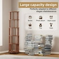 thumbnail image 5 of LUMAMIN 5-Tier Rotating Bookshelf, Solid Wood Round  360° Spinning Bookcase with Lockable Wheels for Living Room, Bedroom, Office, Walnut, 5 of 10
