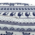 thumbnail image 2 of Underwater Pouf Cover with Zipper, Ornamental Ethnic Style Starfish Tortoise Fishes Pattern with Stripes Cottage, Soft Decorative Fabric Unstuffed Case, 30" W X 17.3" L, Indigo White, by Ambesonne, 2 of 3