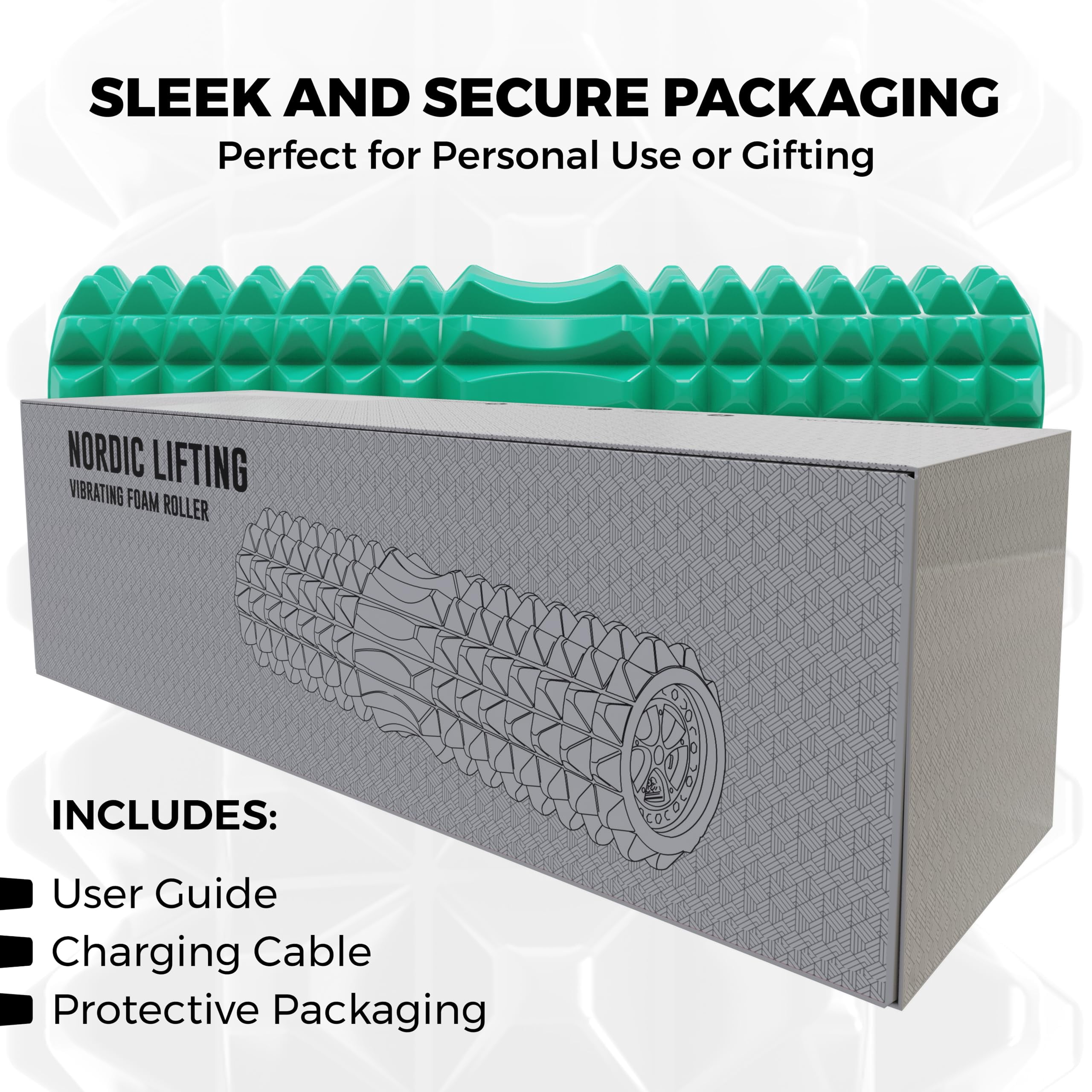 Nordic Lifting 5-Speed Vibrating Green EVA Foam Deep Tissue Massage Roller for Muscle Recovery