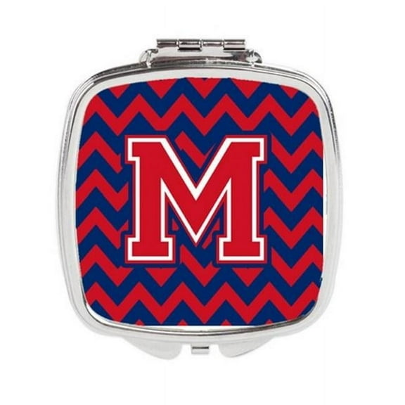 Letter M Chevron Yale Blue & Crimson Compact Mirror - Yale Blue & Crimson - 3in. H x 0.3in. W x 2.75in. L