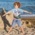 thumbnail image 3 of FORMRS Boys Rash Guard Short Sleeves Swim Shirt Quick Dry UPF 50+ Sun Protection, Sizes 3-12T, Abstract Mountain, 3 of 6