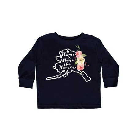 

Inktastic Alaska Home is Where the Heart is with Watercolor Floral Gift Toddler Boy or Toddler Girl Long Sleeve T-Shirt