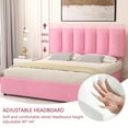 thumbnail image 3 of VECELO Queen Size Bed Frame with 4 Storage Drawers, Upholstered Platform Bed Frame with Adjustable Headboard, Wood Slat Support/Easy Assembly, Pink, 3 of 10