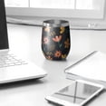 thumbnail image 3 of Floral 12oz Stainless Steel Insulated Wine Tumbler with Lid and Straw – Double Wall Vacuum Mug for Hot & Cold Drinks, 304 Steel Interior, Sweat-Free Design,Thanksgiving,Christmas, Spring,Flower, 3 of 5