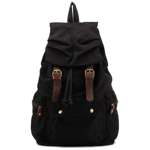 Leisure backpack large capacity canvas bag,Black