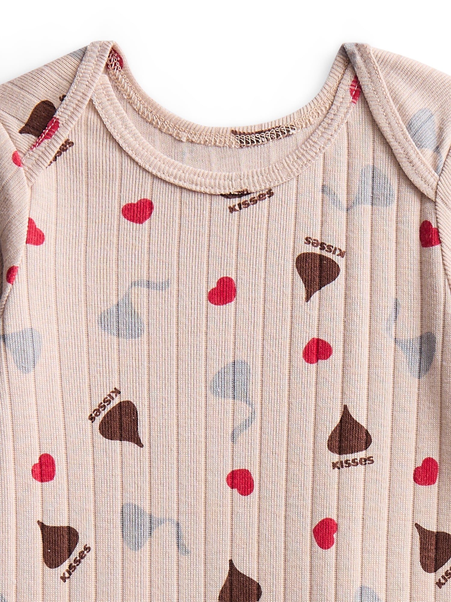 Hershey Kisses Baby Girls Valentine's Day Long Sleeve Bodysuit with Matching Joggers, 2-Piece Set, Sizes Newborn-12M