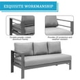 thumbnail image 4 of Patio Furniture Set, Outdoor Aluminum Sectional Sofa Couch - 3 Pieces All-Weather Metal Conversation Set Corner Sofas,Gray, 4 of 7