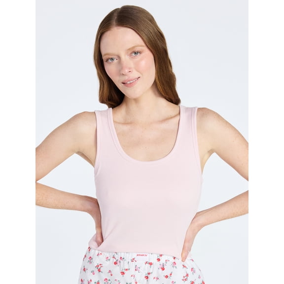 Joyspun Women's Ribbed Tank with Inner Bra, Sizes XS-3X