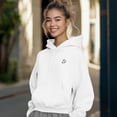 thumbnail image 3 of Dalix Heartly Ghost Embroidery Relaxed Hoodie Soft Fleece Sweatshirt Drawcord Fit Lounge Womens in White XS X-Small, 3 of 5