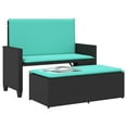 thumbnail image 5 of vidaXL Patio Bench with Cushions and Footstool Poly Rattan Brown/Gray/Black, 5 of 25