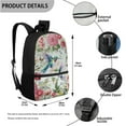 thumbnail image 2 of Xoenoiee Butterfly Hummingbird Floral Print Kids Backpack Set for Boys Girls 17in School Backpack & Lunch Bag & Pencil Bag 3 in 1 Set for School Picnic Travel Daypack, 2 of 6