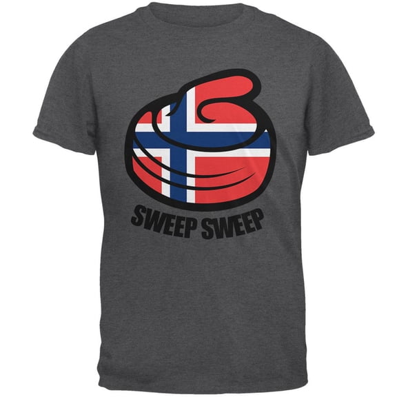 Winter Sports Flag Curling Sweep Sweep Norway Mens T Shirt Dark Heather SM