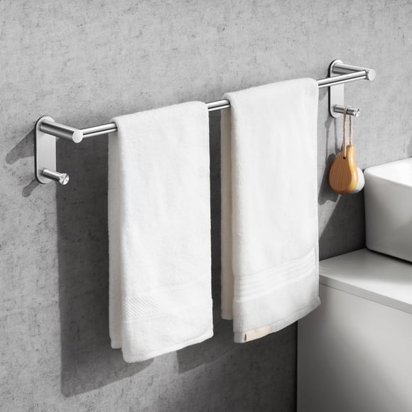 Toallero adhesivo Josmimic de acero inoxidable de 60 cm con 2 ganchos